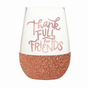 Glittery Rose Gold Stemless Wine Glass